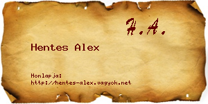 Hentes Alex névjegykártya